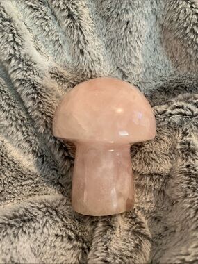 Rose Quartz Mushroom Carving - Soft Pink Crystal Decor